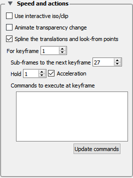 Speed and Actions Area of the Keyframe Feature Panel