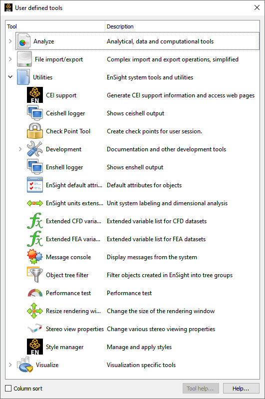 User Defined Tools Dialog