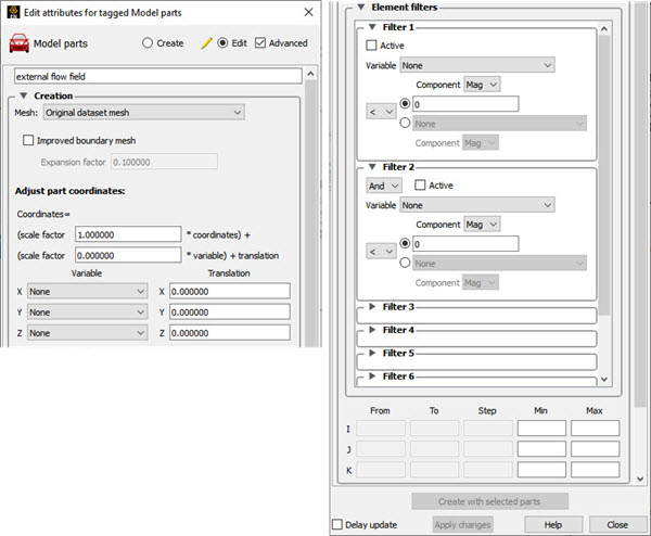 Feature Panel - Model Parts