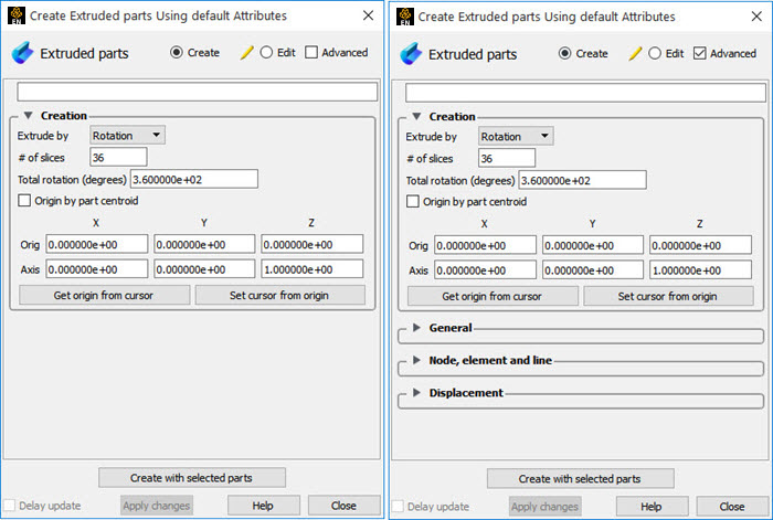 Feature Panel - Extruded Parts