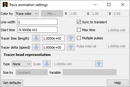 Trace Animation Settings Dialog