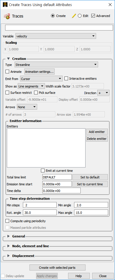 Feature Panel - Particle Traces - Advanced