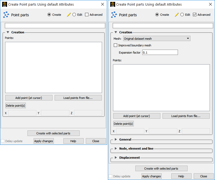 Feature Panel - Point Parts