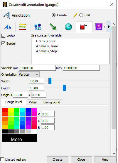 Gauge Annotation Feature Panel