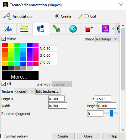 Shape Annotation Feature Panel (Rectangles, 2D Arrows, Circles)