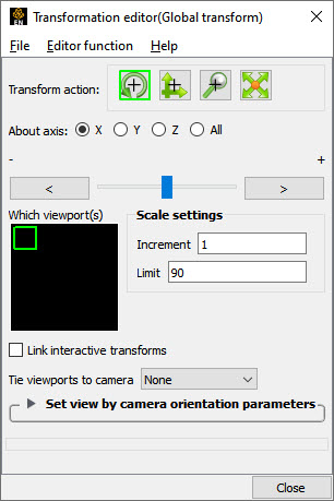 Transformation Editor for Precise Global Rotation