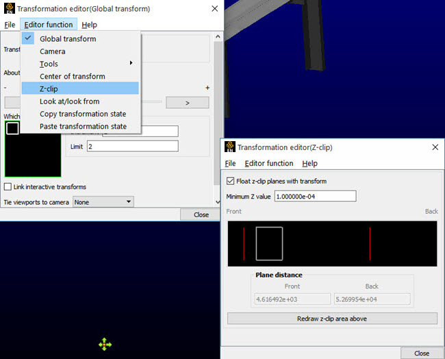 Transformation Editor for Z-Clip Plane Positions