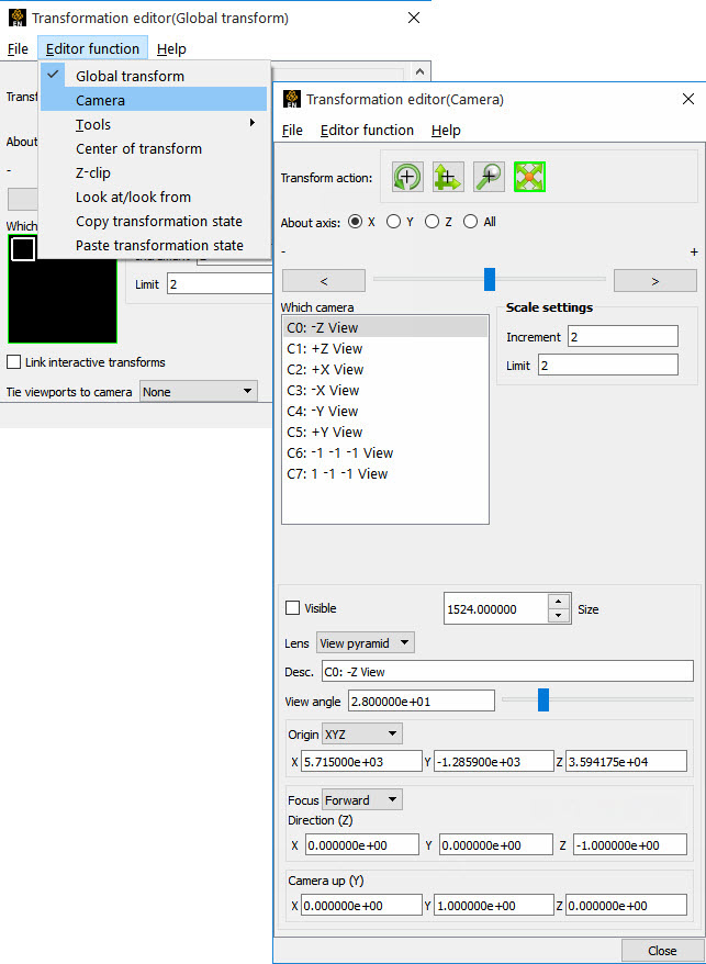 Transformation Editor for Camera Rotation