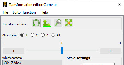 Transformation Editor for Camera Translation