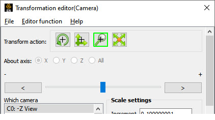 Transformation Editor for Camera Zoom