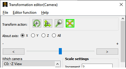 Transformation Editor for Camera Scale