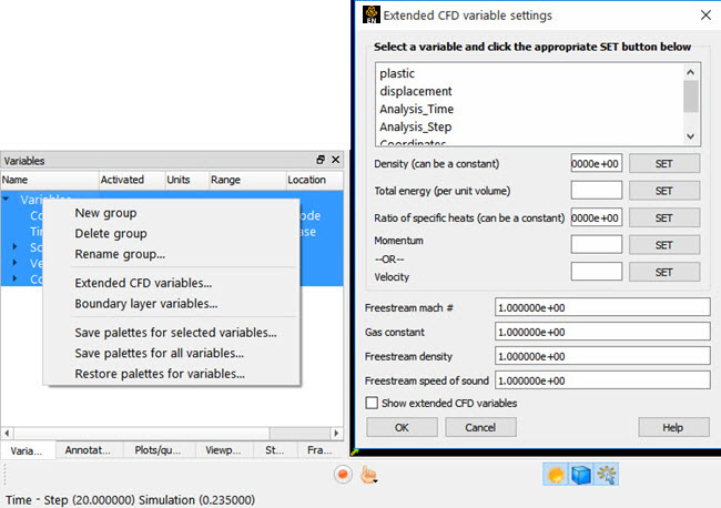 Extended CFD Variable Settings Dialog