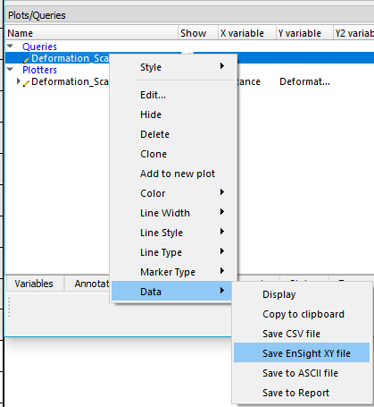 Saving an EnSight XY File
