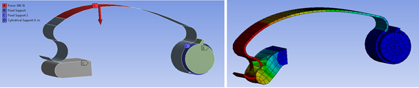 The Clip Model Setup in the Implicit Solver with Final Deformation Values (right)