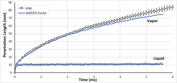 Vapor and liquid penetration length