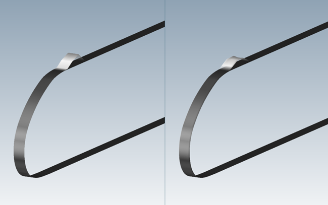 Residual Ice Shape Accreted for 2400 Seconds with the Hot Air IPS Turned On (Left: Fluent; Right: FENSAP kw-sst – Energy Only)