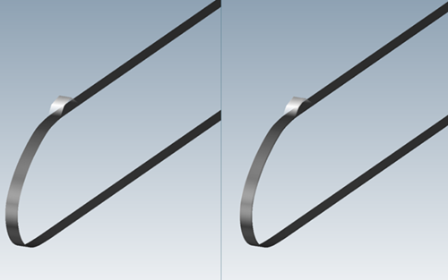 Residual Ice Shape Accreted for 2400 Seconds with the Hot Air IPS Turned On (Left: Fluent; Right: FENSAP kw-sst Energy only)