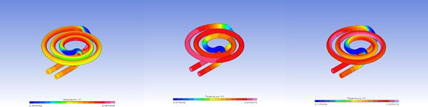 Temperature at T=10s (20 Iterations), T=60s (120 Iterations) and T=110s (220 Iterations)