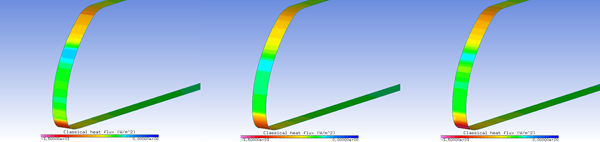 Initial External Airflow Results: Surface Heat-flux (Left: CFX; Middle: Fluent; Right: FENSAP)