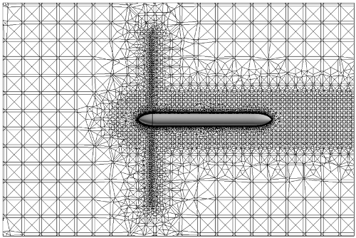 Detail of the Grid Near the Body on the Centerline Plane