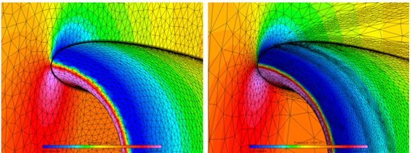 Close-Up on the Upper Lip / Symm Plane Area: The Original (Left) and the Adapted (Right) Grid