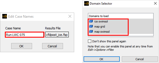 Loading a Solution – Assigning a Case Name to the Ice Solution