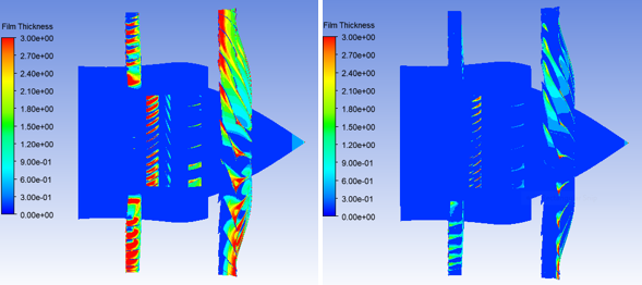 Film Thickness at 100 % Relative Humidity (Left) and Calculated Relative Humidity (Right)