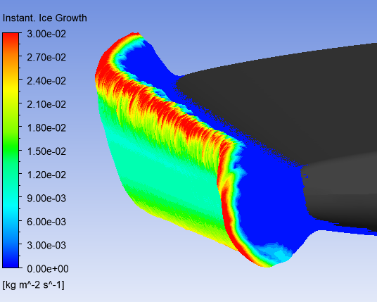 Ice View in CFD-Post, Instantaneous Ice Growth over the Final Ice Shape