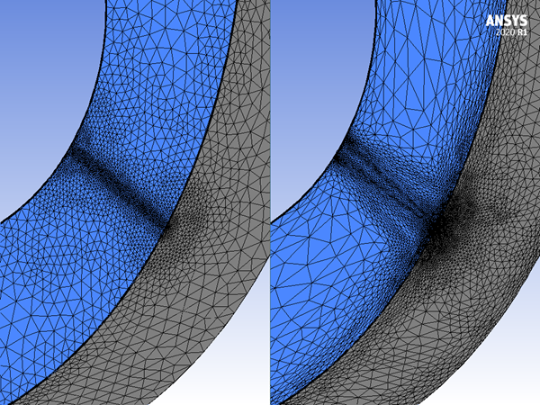 The Jet Region Before (Left) and After (Right) Grid Optimization for the Piccolo Internal Case