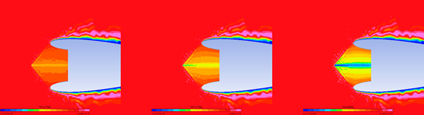 Increase in Total Pressure Loss Across the Screen as Ice Accretes with Time (T=0.0s, T=30s, T=60s)