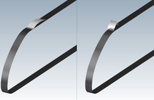 Residual Ice Shapes Accreted for 2400 Seconds with the IPS Turned on, without (Left) and with (Right) Roughness