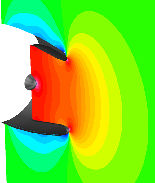 Static Pressure Contours of the External Flow Solution