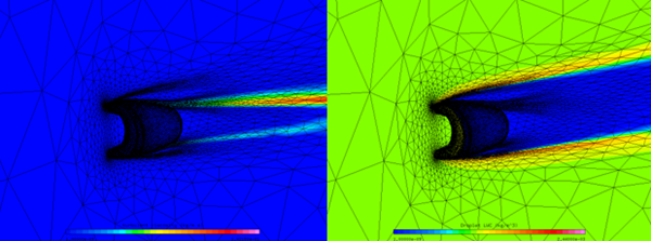 Turbulent Viscosity (Left) and Droplet LWC (Right) on the Adapted Grid