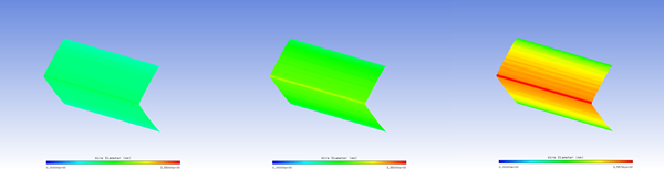 Change in Screen Wire Diameter as Ice Accretes with Time (T=0.0s, T=30s, T=60s)