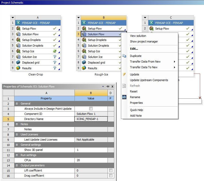 Properties for FENSAP-ICE Based Systems in Workbench