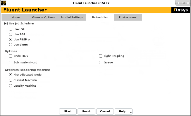 The Scheduler Tab of Fluent Launcher (Linux Version)