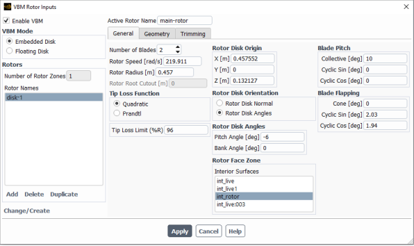 General Disk Data Configuration Window