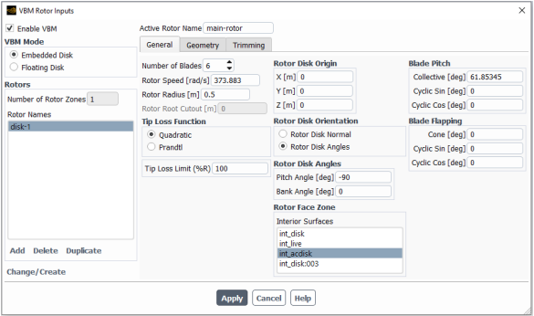 General Disk Data Configuration Window