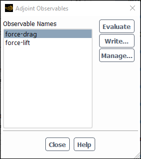 Adjoint Observables Dialog Box