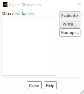 Adjoint Observables Dialog Box