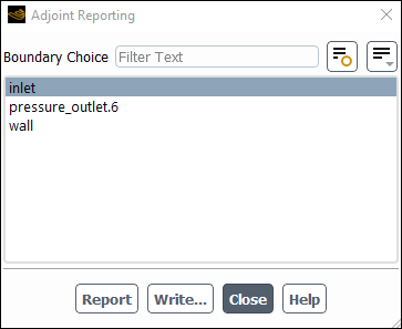 Adjoint Reporting Dialog Box