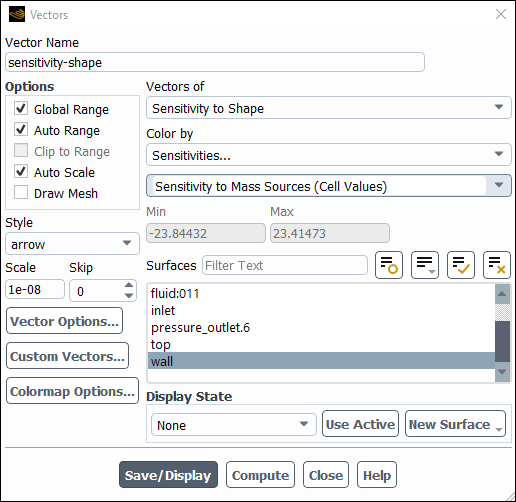 Vectors Dialog Box