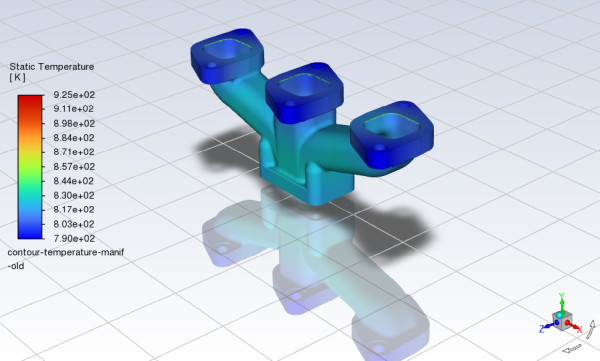 Contours of Temperature on the Exhaust Manifold