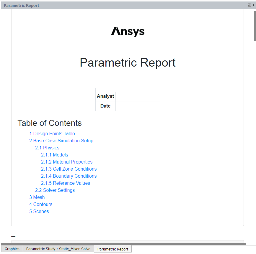 Parametric Report