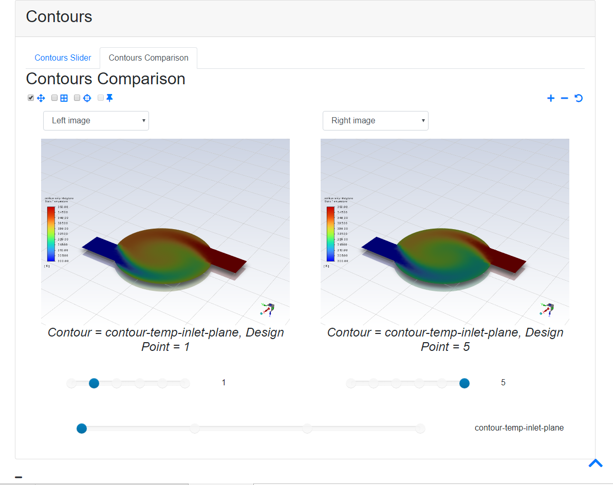 Contours Section of the Parametric Report (Contour Comparison of Temperatures on the Inlet Plane)
