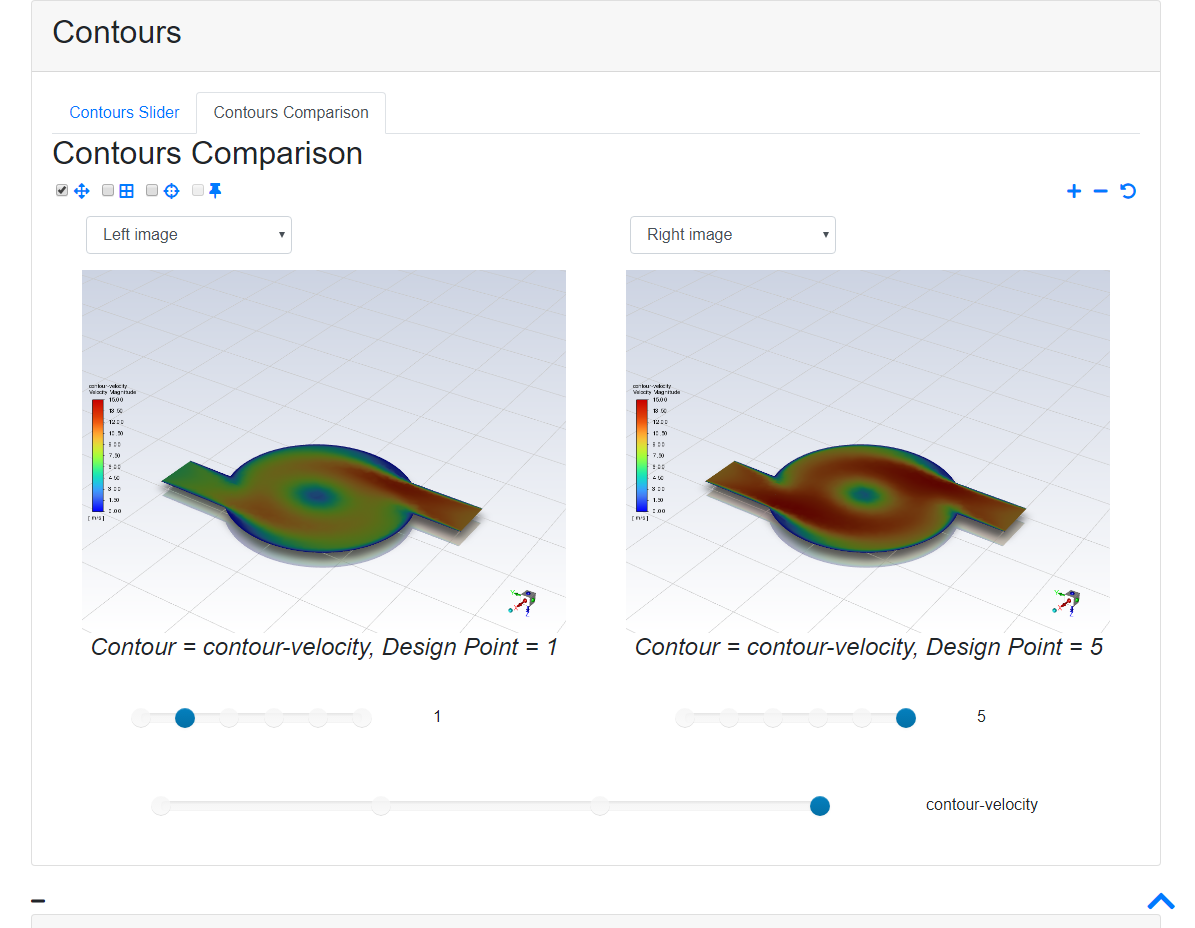 Contours Section of the Parametric Report (Contour Comparison of Velocity)