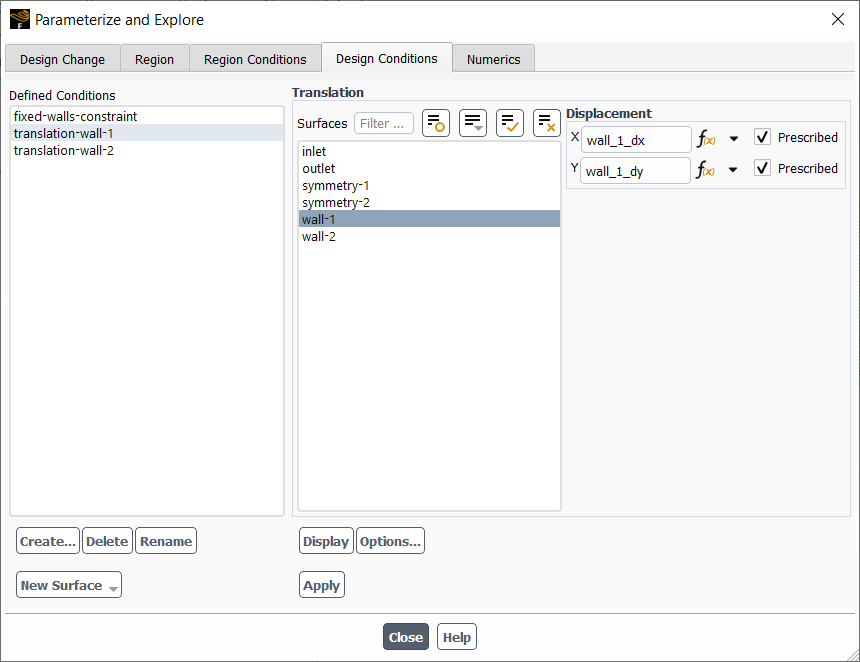 Setting Translating Wall Conditions (wall-1)