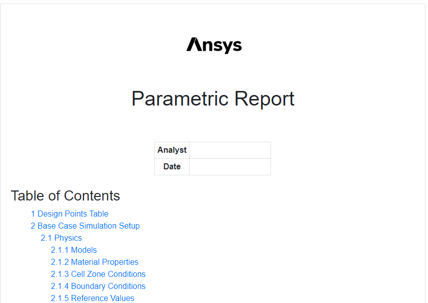 Parametric Report