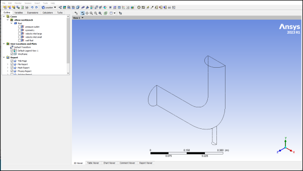 The Elbow Geometry Loaded into CFD-Post