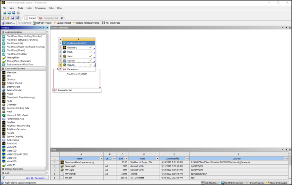 The Updated Project Loaded into Ansys Workbench Displaying the Files View